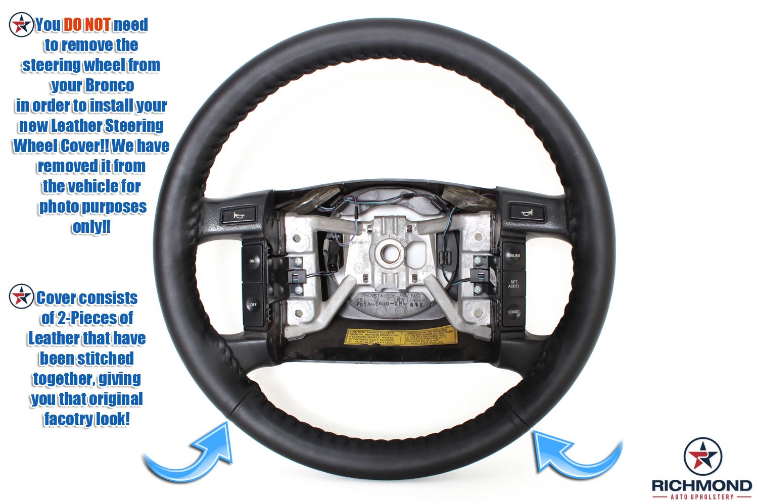 9296 Ford Bronco 4X4 Passenger Side Bottom Replacement Leather Seat