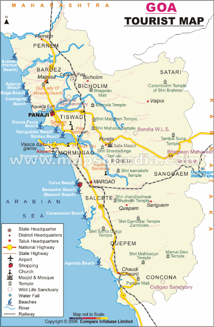 tourist map of goa. Goa-tourist map