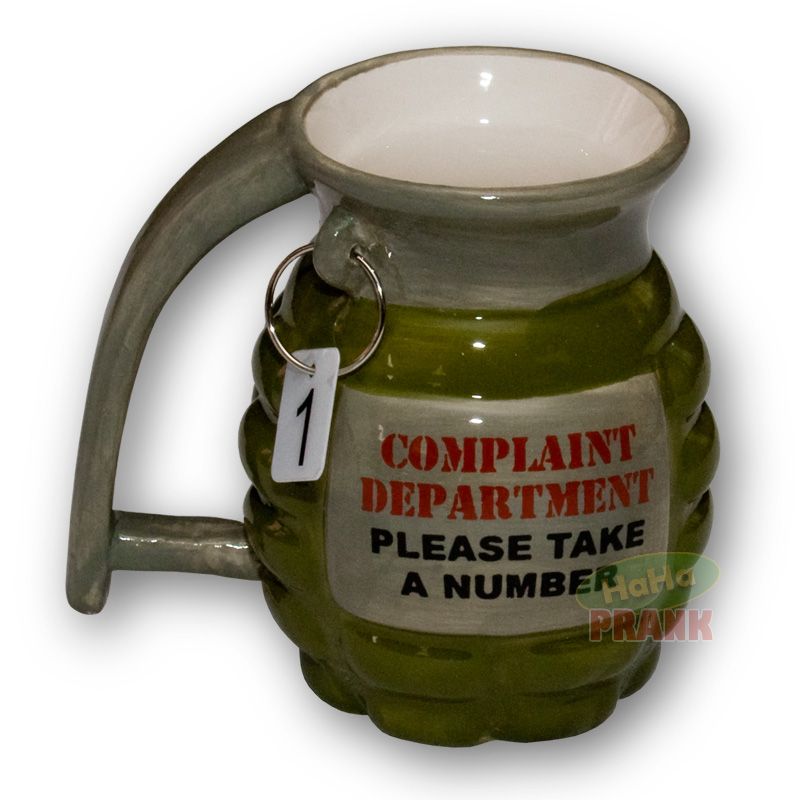 Grenade Mug Take A Number and Shut Up Joke Mug Prank