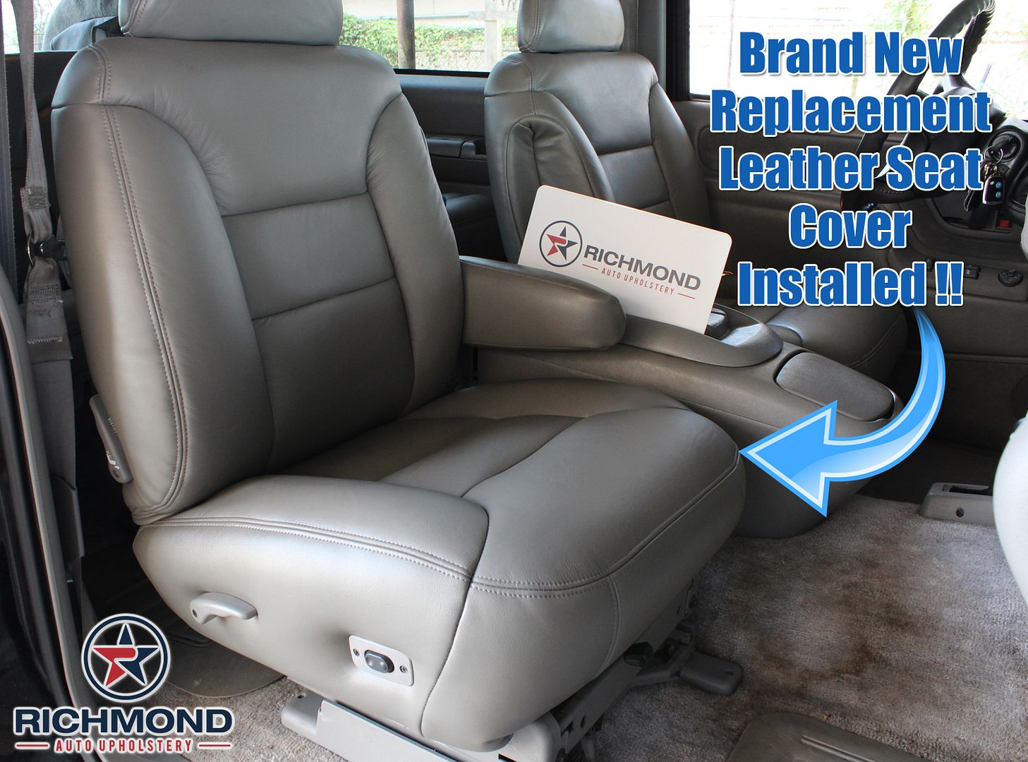 1996 Chevy Tahoe Silverado Driver Lean Back Synthetic Leather Seat Cover Bl...