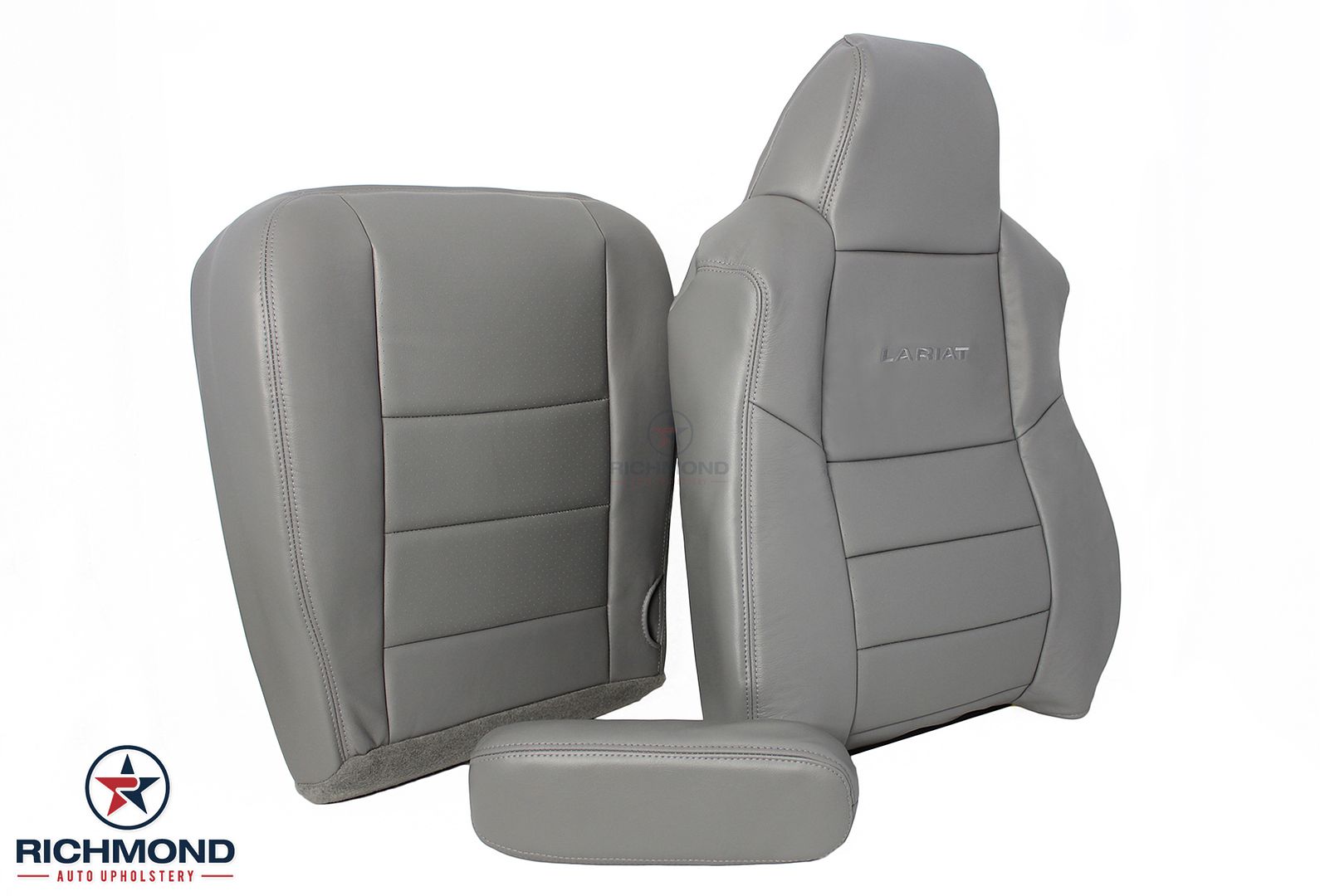 2002 2003 Ford F250 Lariat Crew Driver Side Complete Leather Seat Covers Gray Ebay