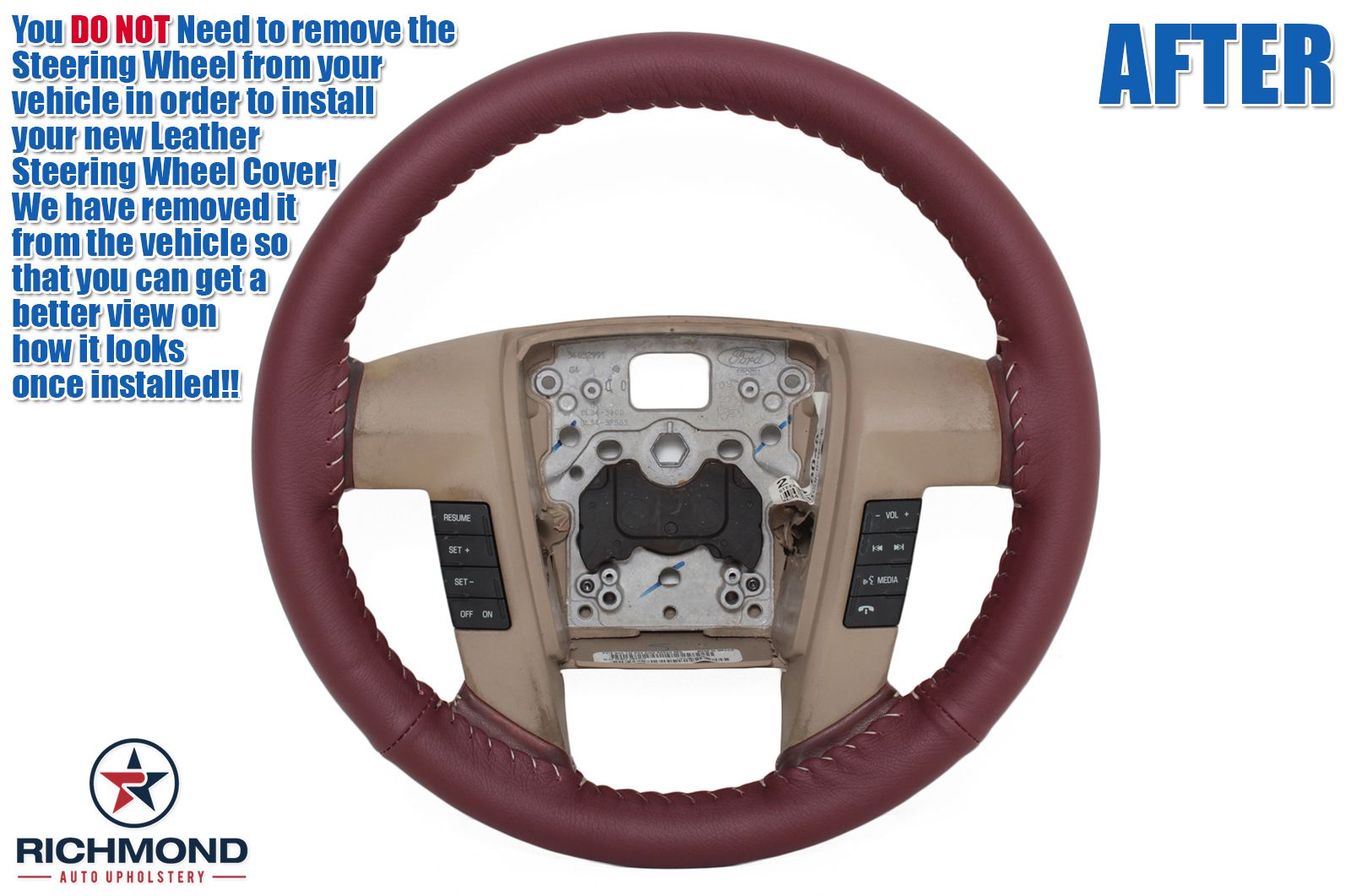 2010 2011 Ford F150 King Ranch Leather Steering Wheel Cover w/Needle