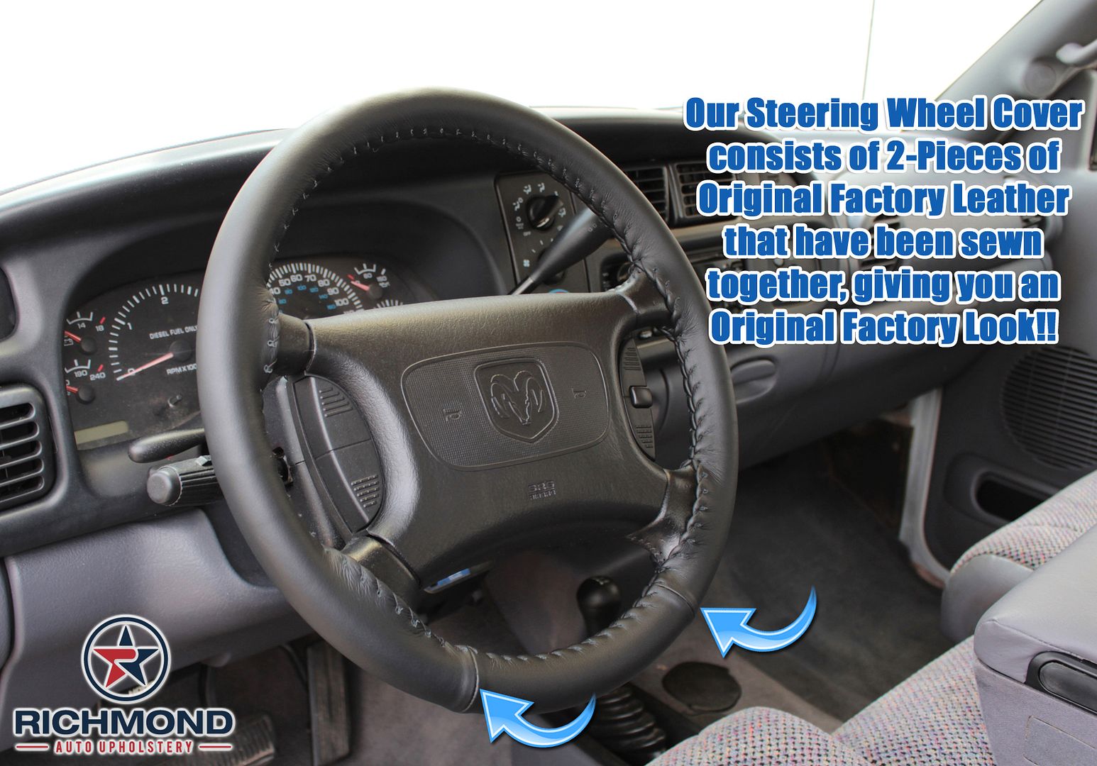 Details About For 2002 Dodge Durango Slt Plus Sport R T Stx Leather Steering Wheel Cover Black