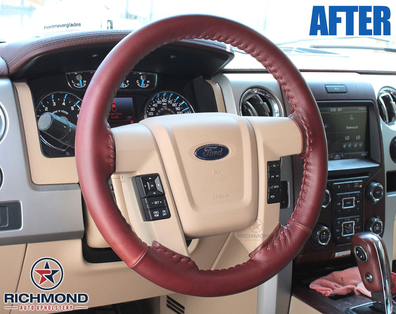 Details About 2013 2014 Ford F150 King Ranch Dark Red Chaparral Leather Steering Wheel Cover