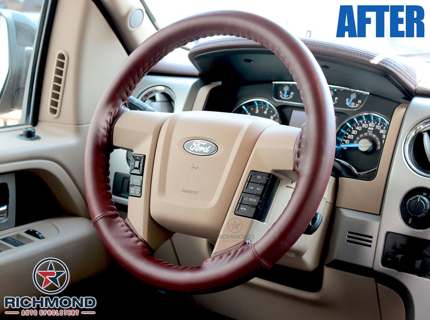 20132014 Ford F150 King Ranch Leather Steering Wheel Cover w/Needle