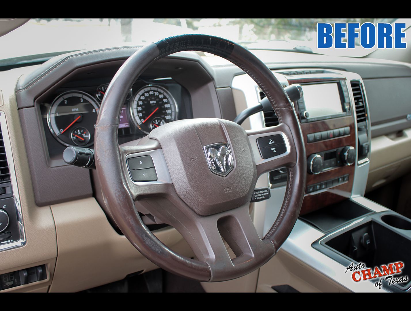For 2015 2016 Dodge Ram 1500 2500 Laramie Leather Steering Wheel Cover