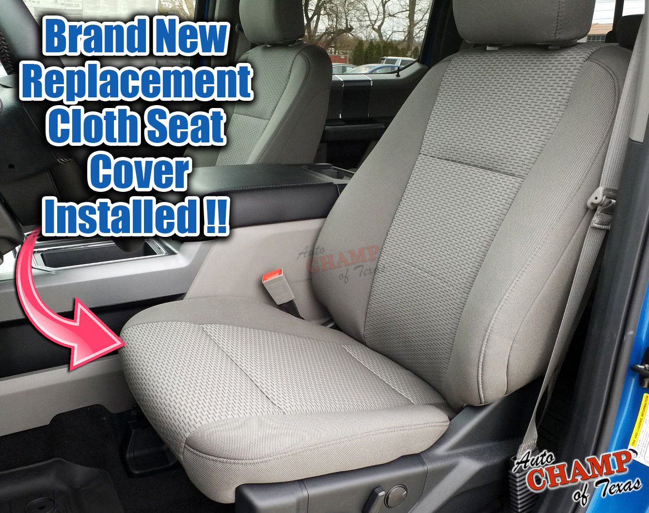 2015 2019 Ford F 150 Xlt Driver Side Bottom Replacement Cloth Seat Cover Gray Ebay 