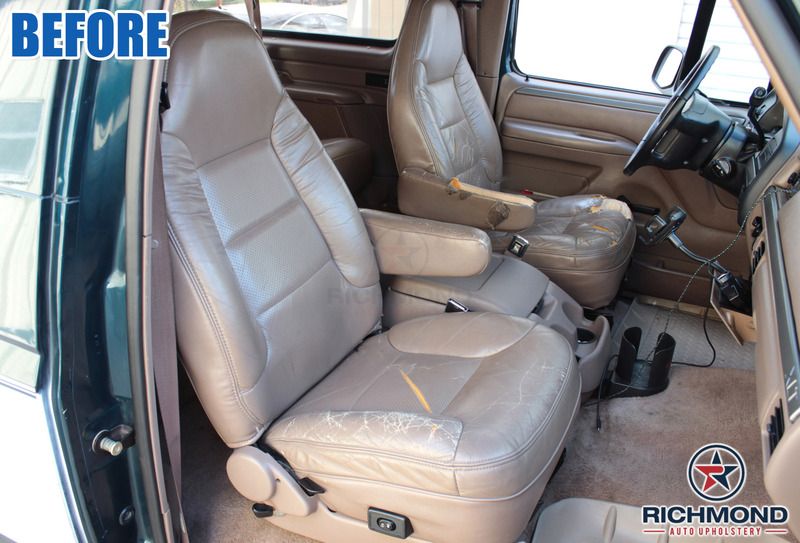 Details About 92 96 Ford Bronco Xlt Passenger Side Lean Back Perforated Leather Seat Cover Tan