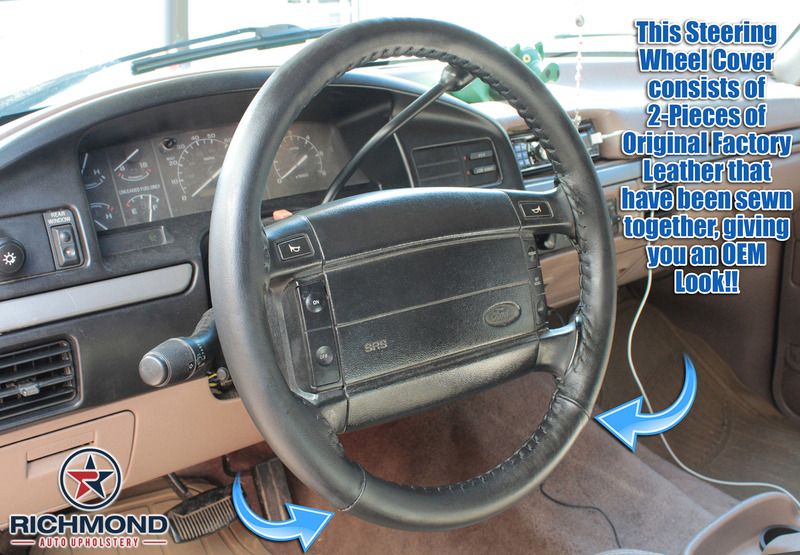 Details About 1992 1993 1994 1995 1996 Ford Bronco Leather Wrap Steering Wheel Cover Black