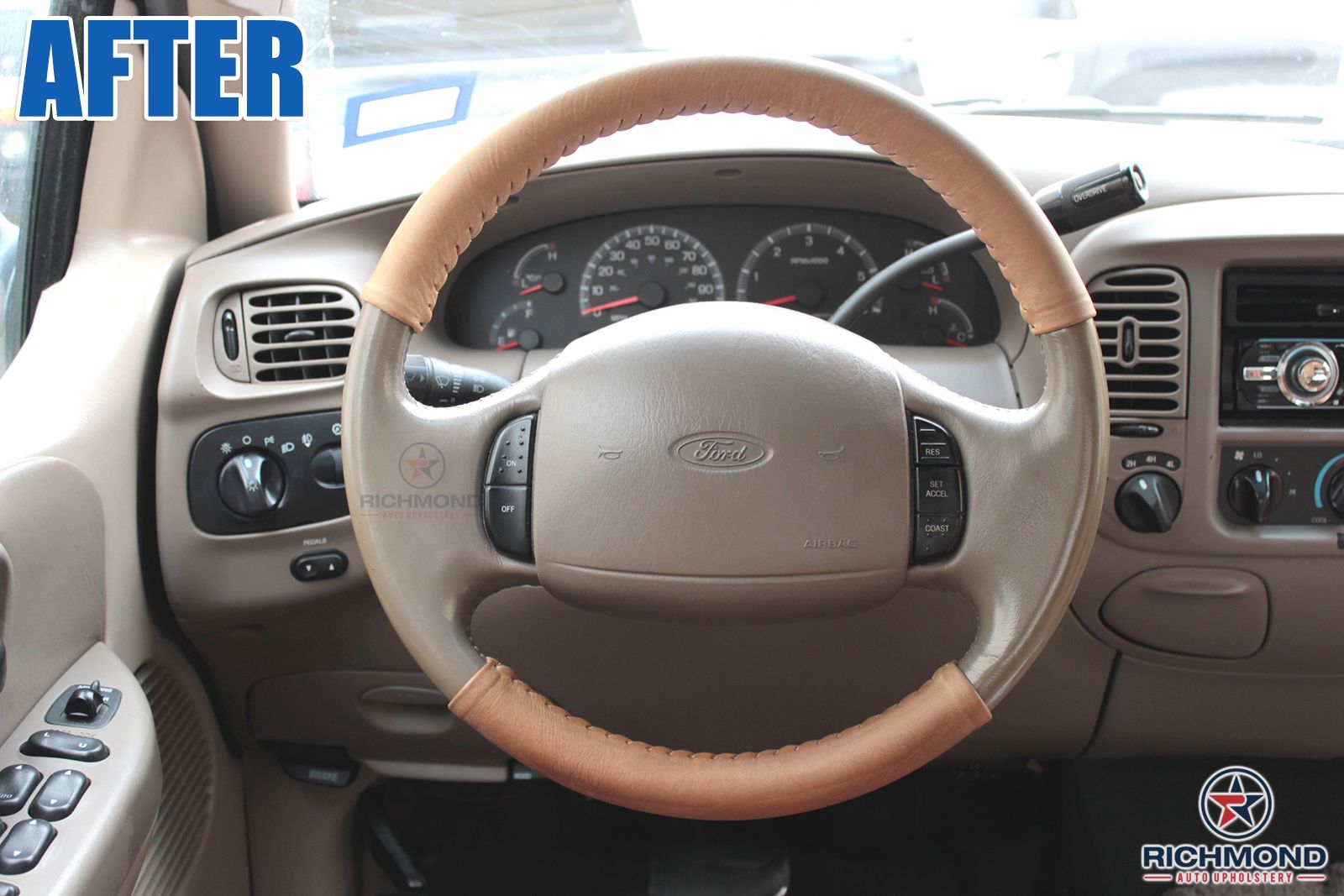 01 03 Ford F150 Supercrew King Ranch Leather Steering Wheel Cover 2 Piece Wrap Ebay
